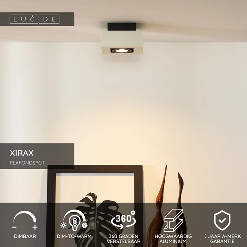 Lucide XIRAX - Plafondspot - LED Dim to warm - GU10 - 1x5W 2200K/3000K - Wit - USP